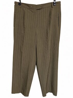 Cato Olive Pinstripe Cropped Dress Pants